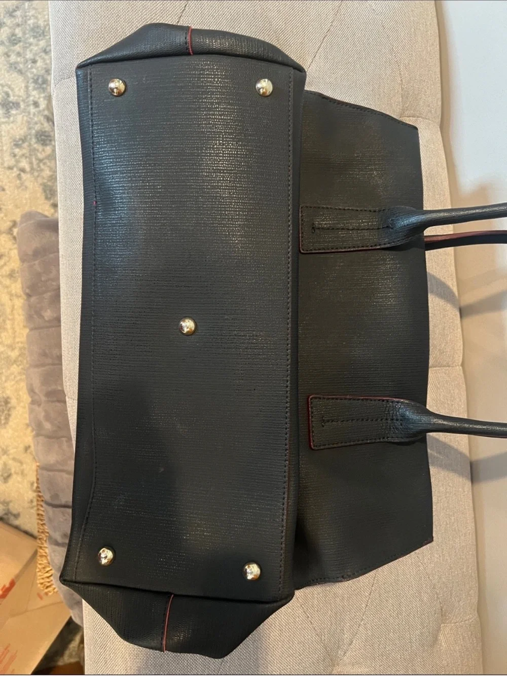 Furla Milano Leather Tote with Gold Padlock